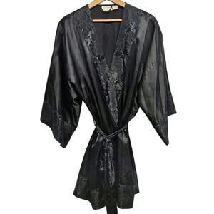 Women's One Size Vintage Black VICTORIAS SECRET Gold Label Polyester Robe